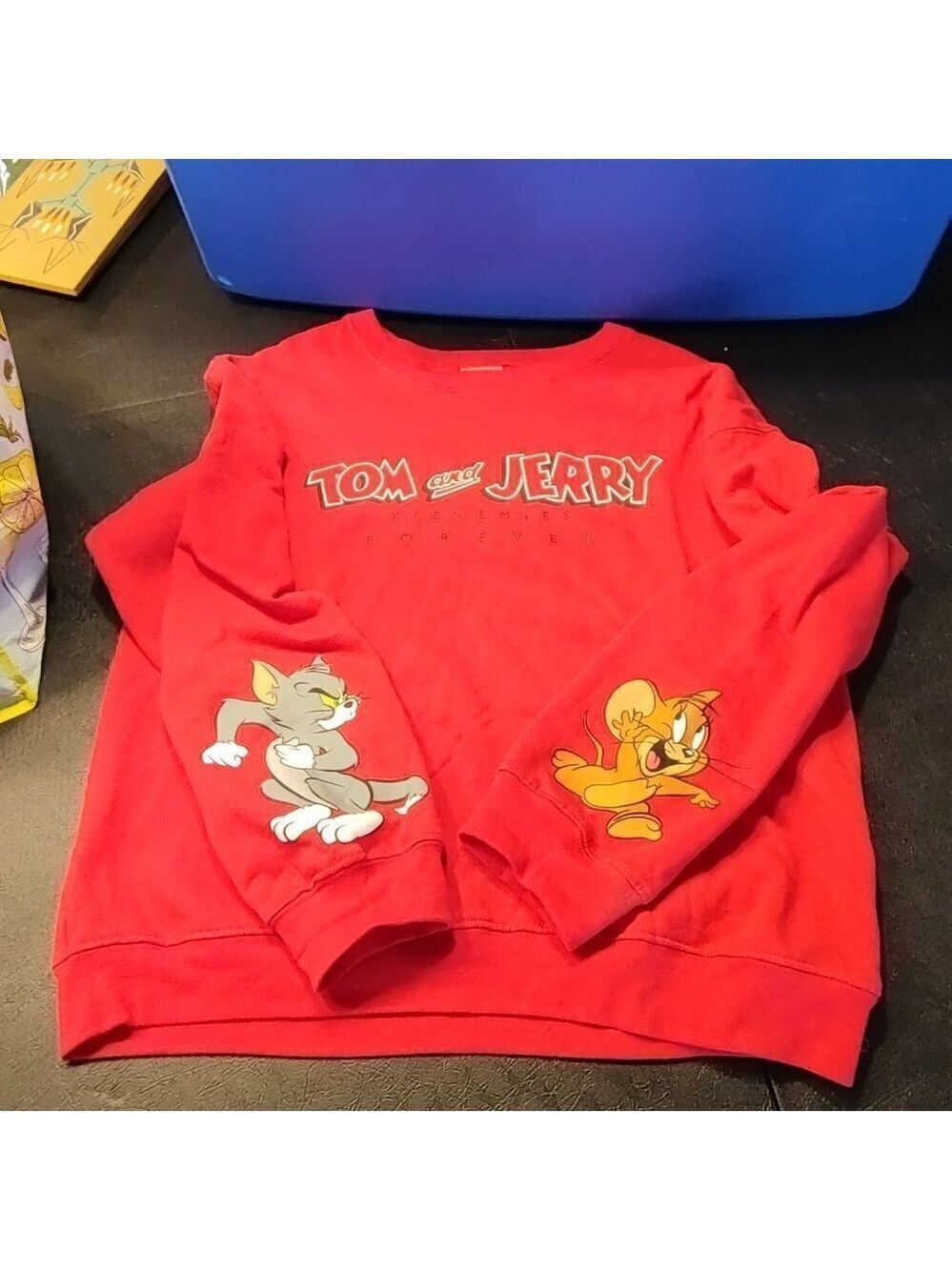 Disney Tom & Jerry Crewneck Pullover Long Sleeve Red